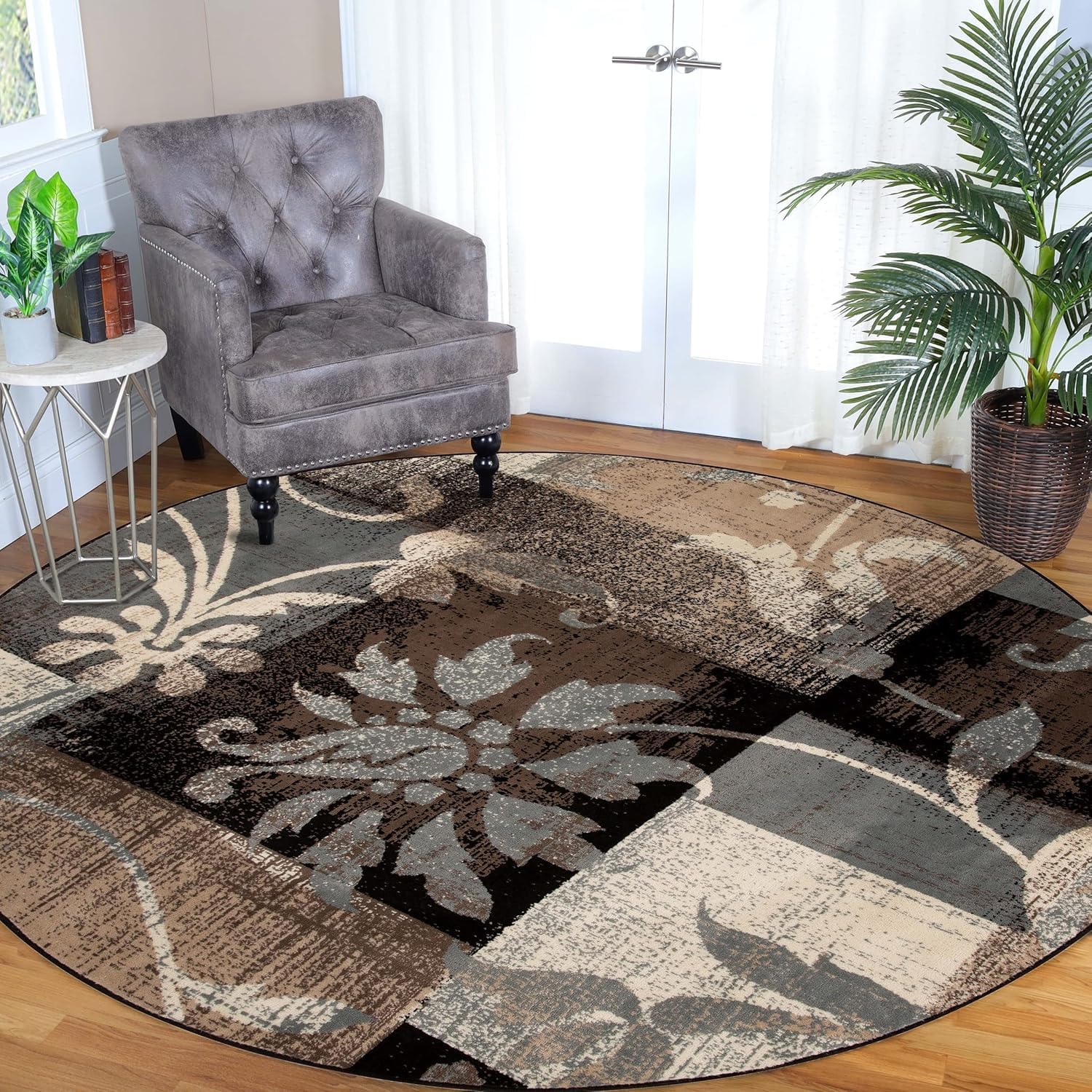Superior Indoor Area Rug, Jute Backed, Perfect for Entryway, Office, Living/Dining Room, Bedroom, Kitchen, Floor, Modern Floral 40x60cm