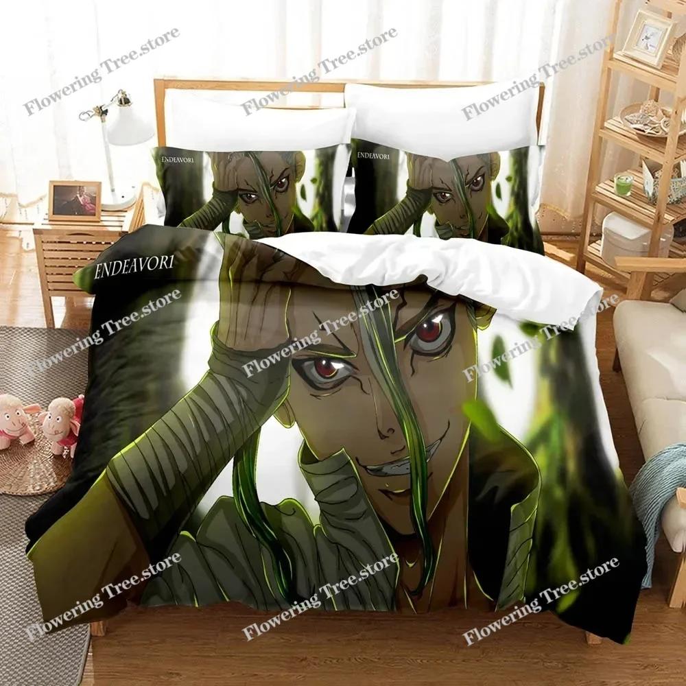 3D Printed Anime Dr Stone Bedding Set Cartoon Duvet Cover Double Twin Full Queen King Adult Kids Bedclothes Quilt Cover