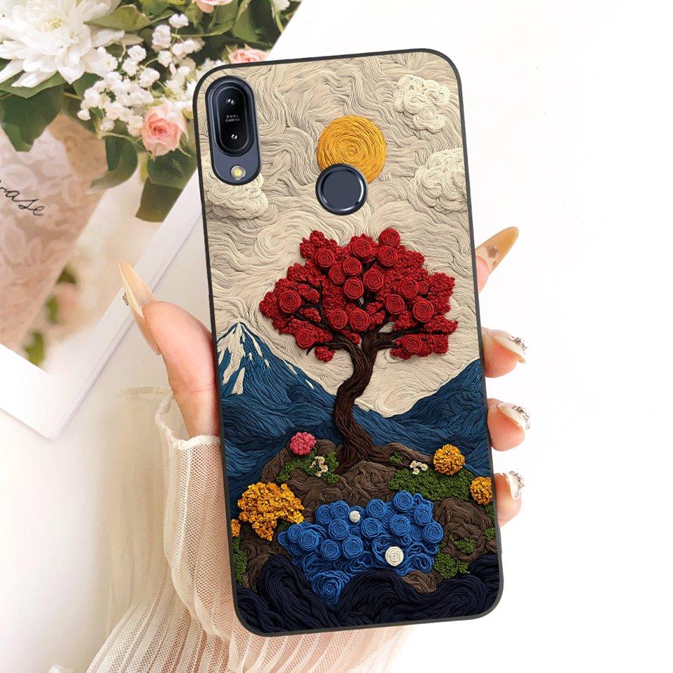 Per ASUS ZENFONE MAX PRO M2 ZB633KL ZB631 KL ZB630KL Custodia per Telefono Gatto Cartone Animato Fiore Farfalla Cover Nera in Morbido Silicone