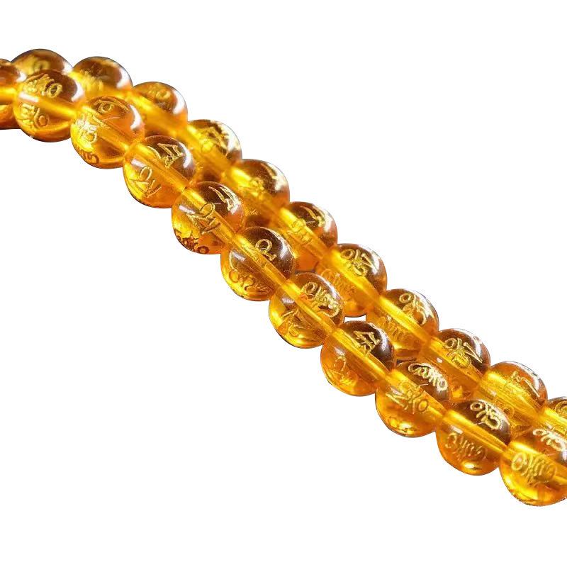 Five Elements Six-Syllable Mantra Colorful Hot Stamped Round Crystal Beads for DIY Jewelry.