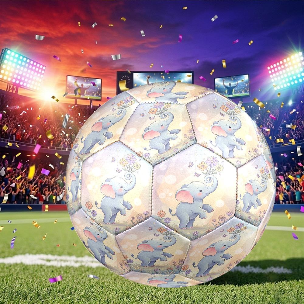 1pc Elephant Flowers Standard Size 5 Wear Resistant Football, Indoor Outdoor Soccer Ball for School Park Grass Training & Daily zq71017