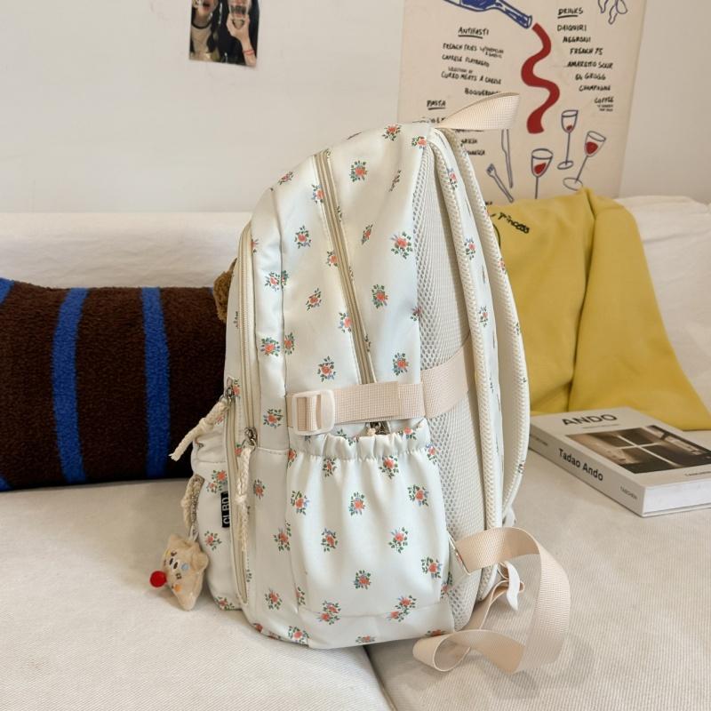 High Value Small Fresh Floral Girl Student Backpacks College Style Large Capacity Nylon Schoolbag College Students Teenagers Going Out Travel Rucksack