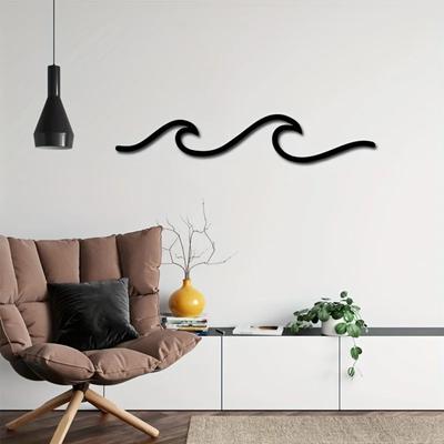 1 szt. Metalowy znak z motywem fal oceanu - Wisząca dekoracja ścienna z minimalistycznymi liniami do sypialni, biura