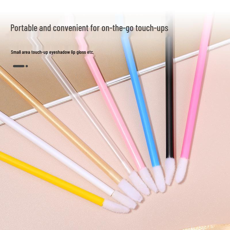 Compact Nylon Lip & Eye Makeup Brush - Disposable, Hollow Rod Design for Lipstick, Lip Gloss, and Eyeshadow Application