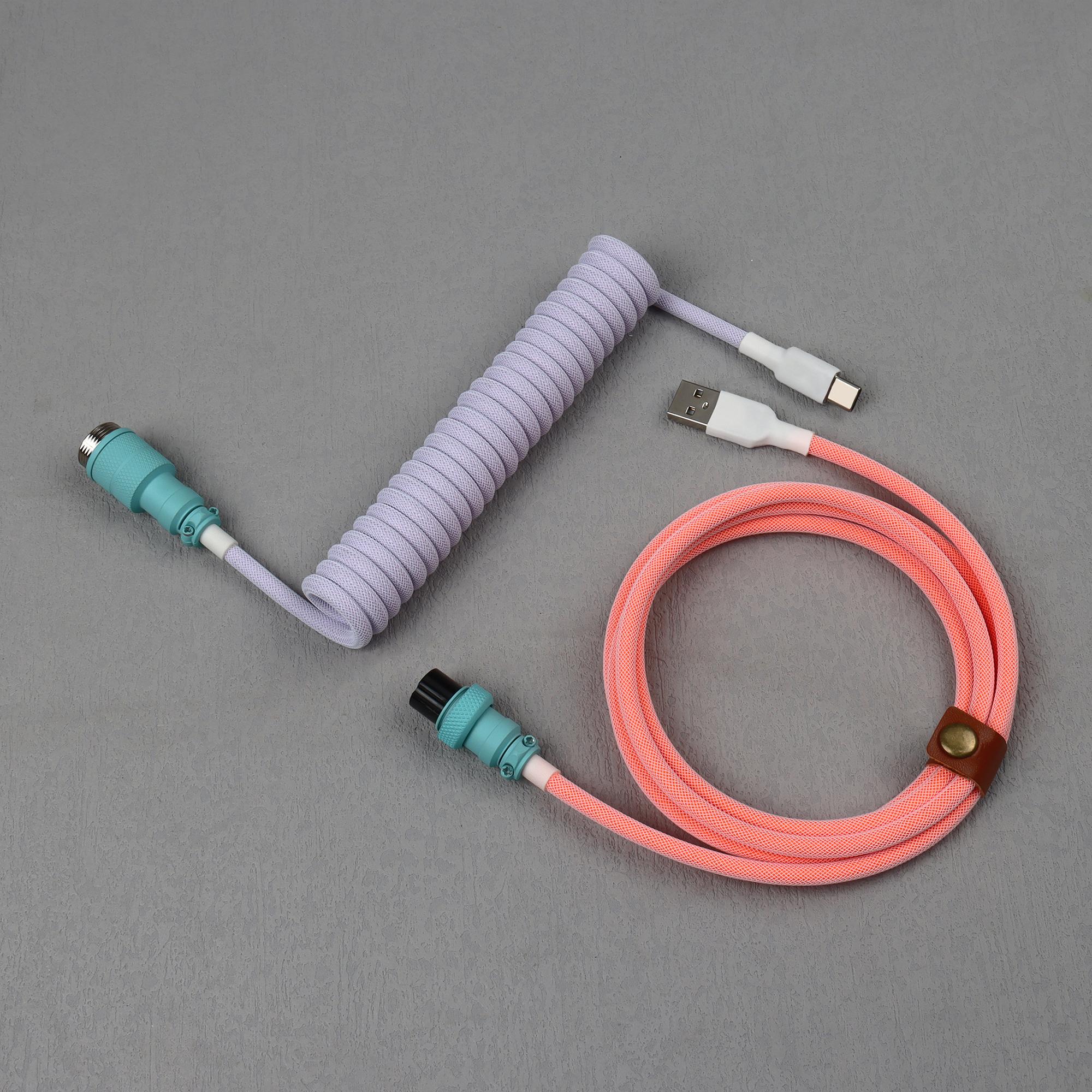 Braided Phone Usb Type c Faster Data Cable Coiled Extension Cord Cable Keyboard Coiled Cable 1.5 m