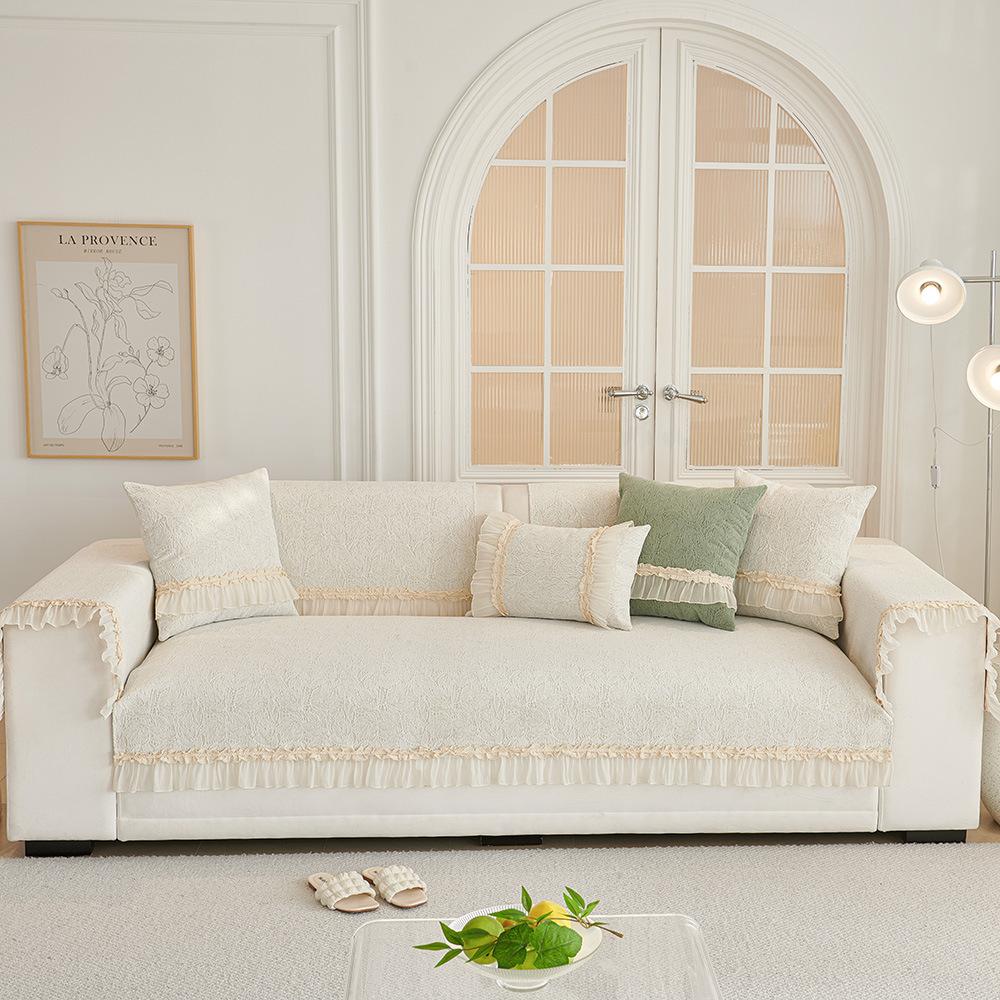 Cream Style Sofa Cushion Four Seasons Universal French Skirt Sofa Cover Simple Non-Slip Chenille Seat Cushion Cover Towel
