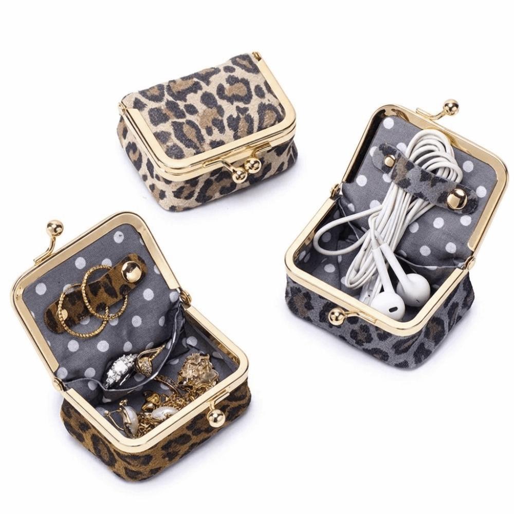 PU Leather Leather Jewelry Bag Square Small Item Bag Elegant Kiss Lock Coin Purse  Ring