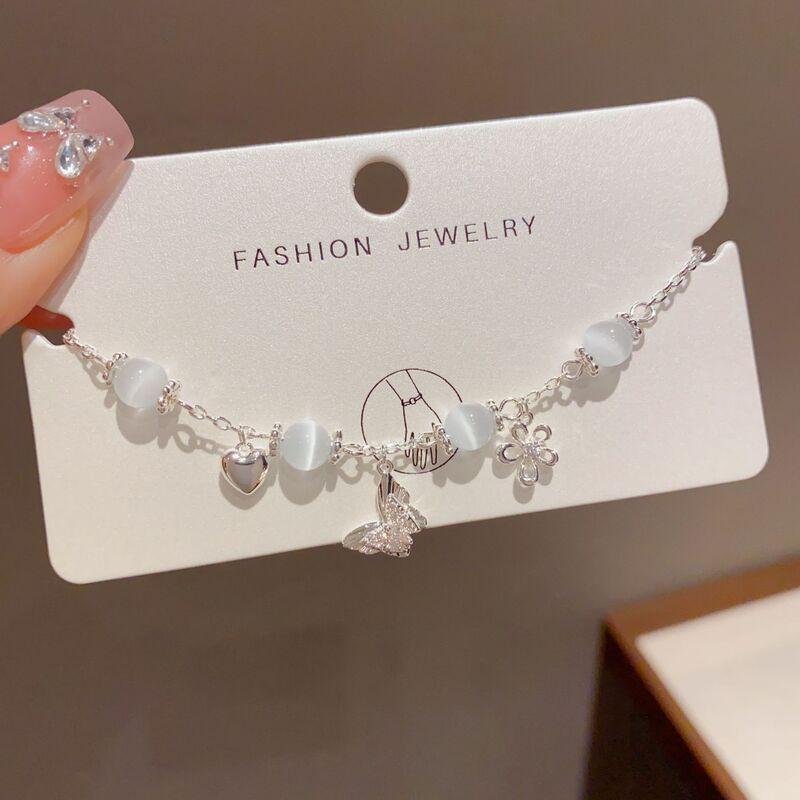 Adjustable Pull-Through Cat Eye Stone Bracelet With Moon Star Motif Gold Plated Copper Women Fashion Jewelry 11 Thick Silver Beetle Cat Eye Stone Bracelet