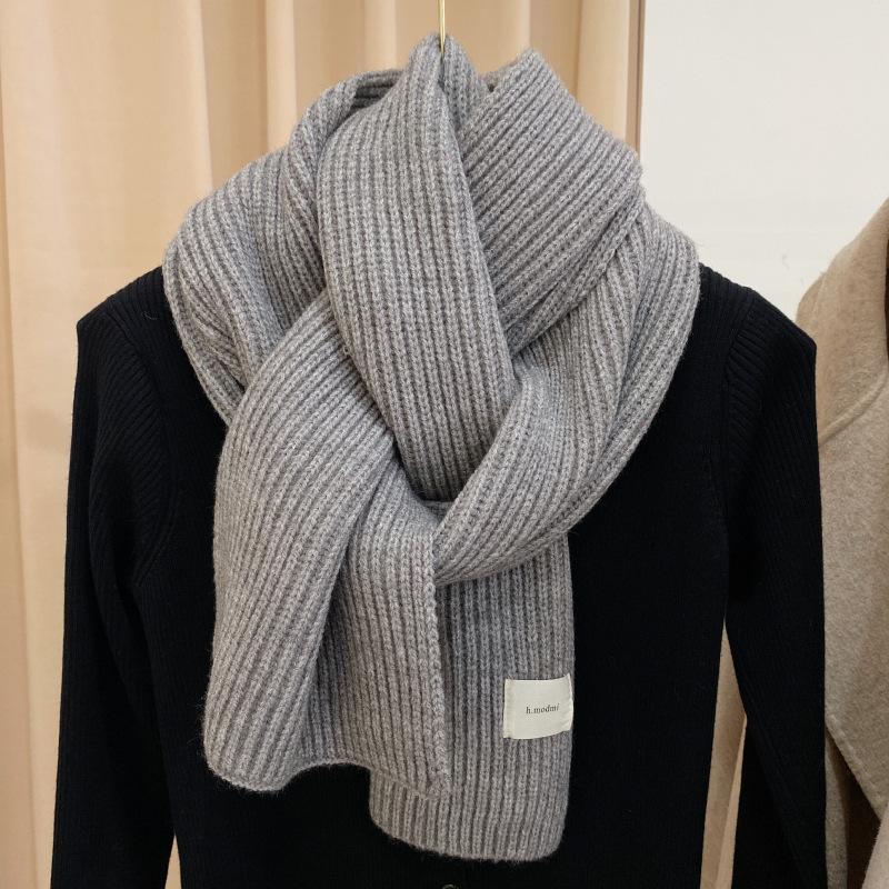 New Red Arctic Fleece Knitted Scarf Men's and Women's Winter Christmas Student Couple Thickened Wool Scarf Korean