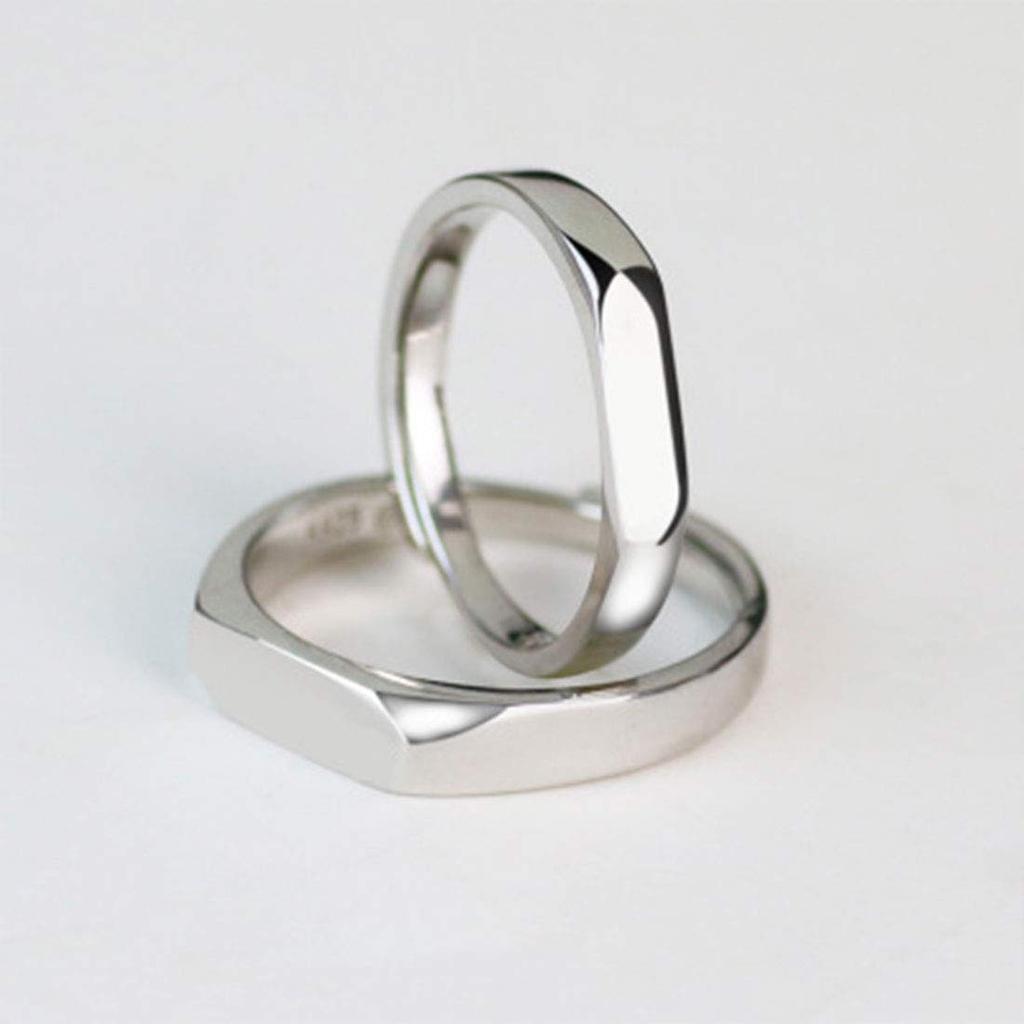 Ingyenes Pár Ezüst Csiszolás Eljegyzési Pár Szignett Tiszta Ezüst Ajándék [Rockyu] Gyűrű, Méret, Férfi Gyűrű, Gyűrű, 925, Többoldalú Gyűrű, Gyűrű, Gyűrű, Egyszerű,