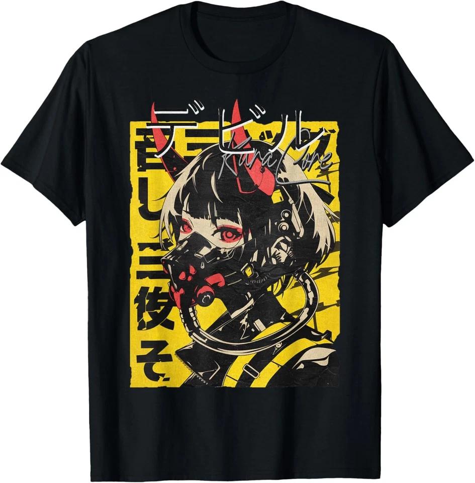 Japanese Streetwear Cyberpunk Techwear Retro Manga Anime T-Shirt 4XL