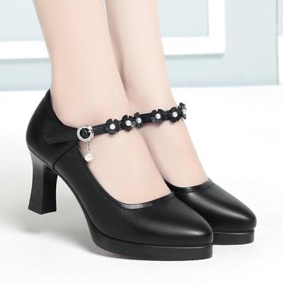 Tacchi Alti da Donna Cheongsam Scarpe da Lavoro da Sfilata Piattaforma Impermeabile Comodi Tacco Spesso Fibbia Singola Tacchi Alti