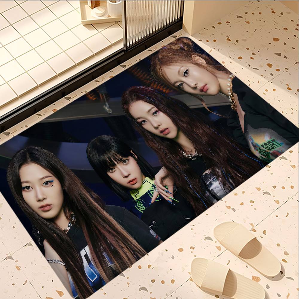 Korean Kpop Group A-Aespas Door Mat Cheaper Anti-slip Modern Living Room Balcony Printed Bedside Mats
