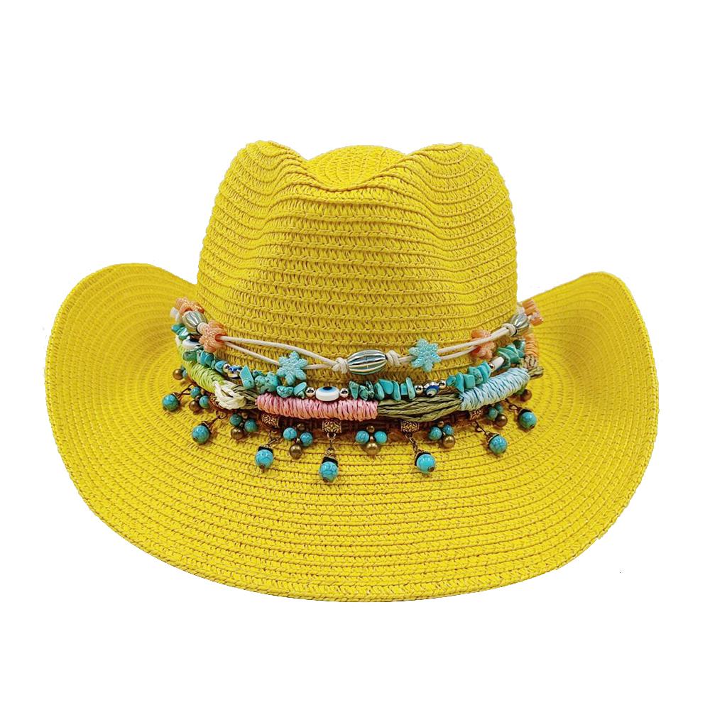 

Summer straw hat ethnic style Fan hat jazz top sun hat unisex solid color beach hat travel sun hat Straw hat M56-58CM