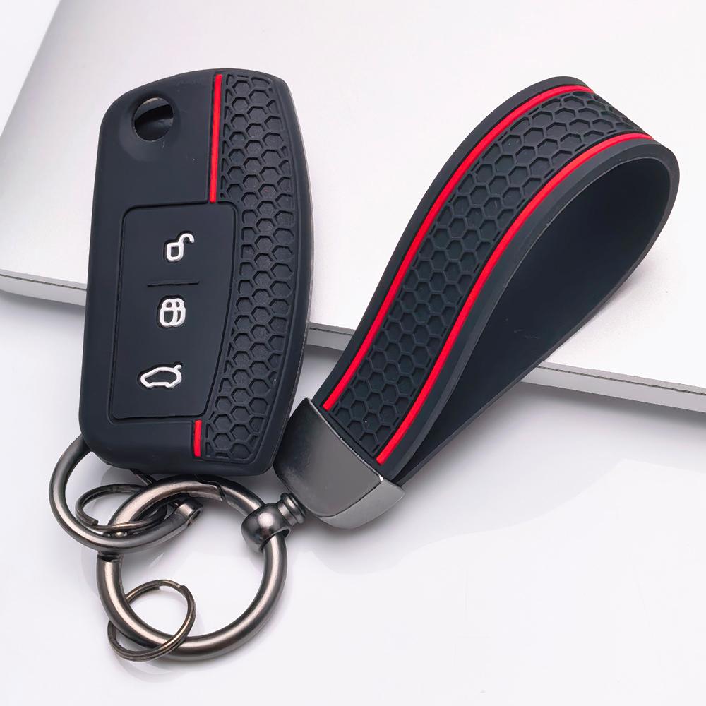 Silicone Key Cover keychain for Ford 3 Button Flip Key Anti-Scratch Protective, Fits Ford Focus Mondeo Fiesta C-Max Galaxy Kuga Anti-Scratch Against