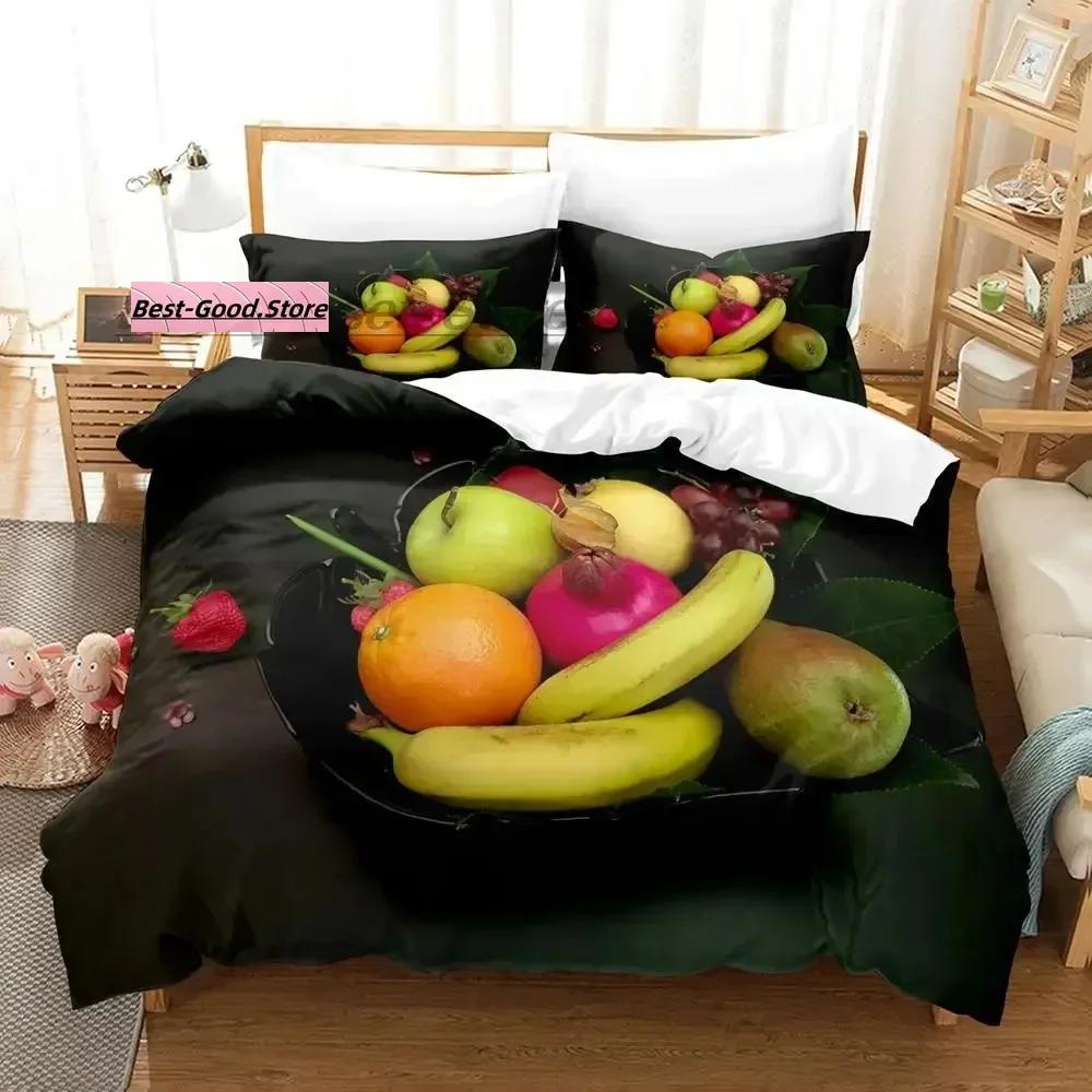 Cartoon Strawberry Vegetables And Fruits Bedding Set Single Twin Full Queen King Size Bed Set Teenager Bedroom Duvetcover S