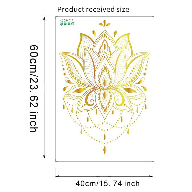 European Style Golden Lotus Wall Sticker for Kids Room Bedroom Living Room Home Wall Decoration