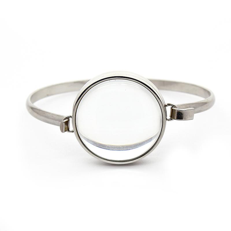 Edelstahl Doppel gekrümmtes Medaillon Armband Kette Glas Speicher Anhänger Schwimmendes Medaillon Armreif Füllbar DIY Schmuckherstellung