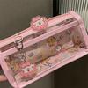 Swimming Line Puppy Double-layer Pencil Case Transparent Love Wind Double-layer Large-capacity Student Stationery Storage Pencil Case
