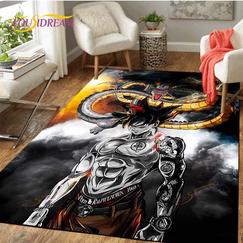 Alfombra antideslizante con dibujos de Dragon Ball Goku para suelo, alfombra cuadrada de calidad para habitación, suelo de baño y cocina extraíble, alfombra impermeable