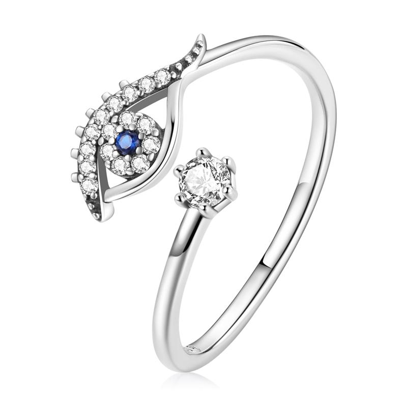 WOSTU Adjustable Rings Real 925 Silver Stackable Engagement Zircon Open Size Rings For Women Female Original Jewelry