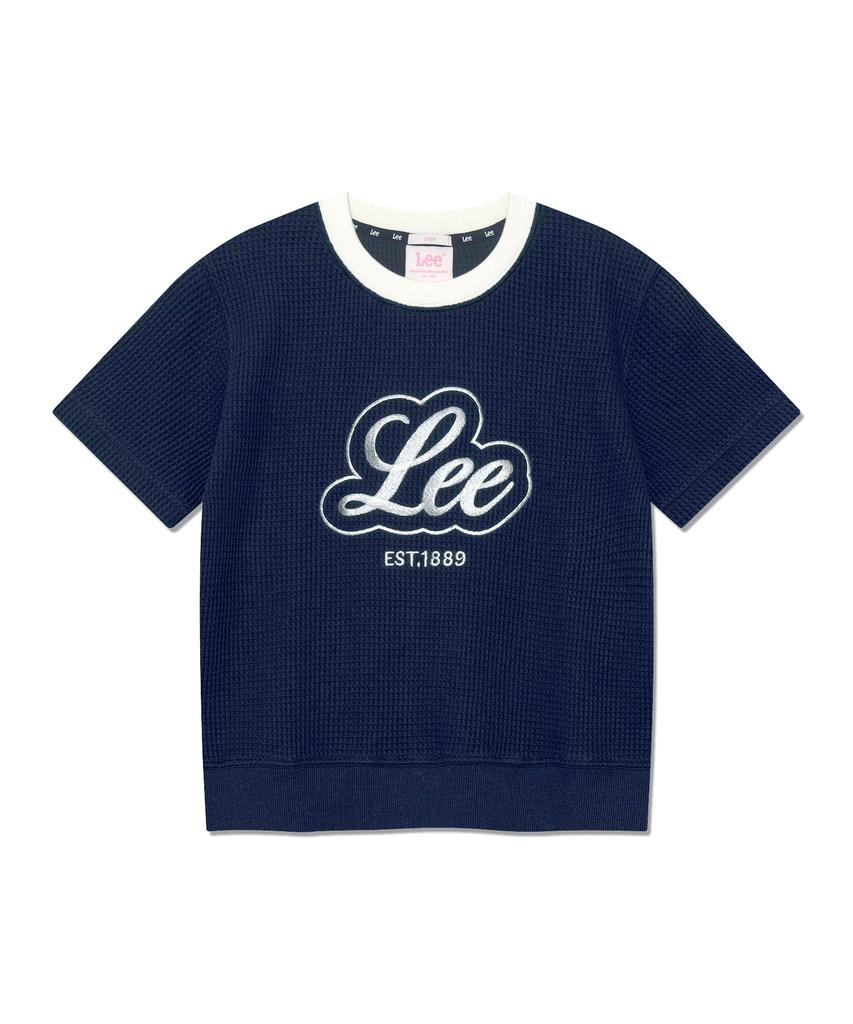 LEE Women'S Waffle Short Sleeve Sweatshirt Navy