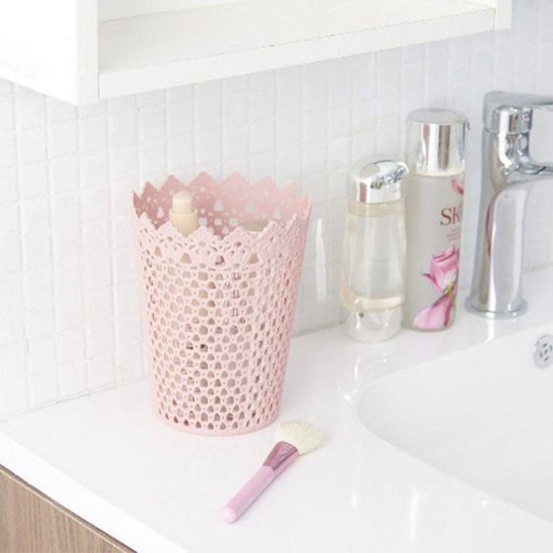 Woolen Desktop Storage Basket Office Stationery Storage Circular Hollowed-out Plastic Storage Basket