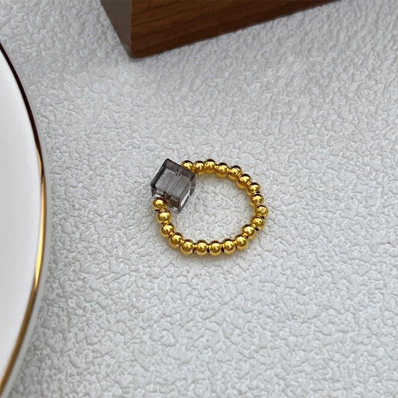 Pearl Beaded Ring Women's Elastic Rope Literary Stacking Index Finger Ring High-end Handmade Ring Jewelry