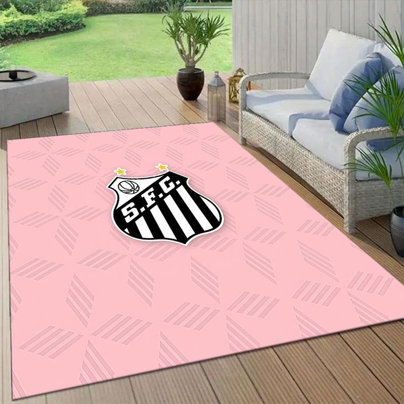 Santos FC2 Flannel Pattern Square Carpet,Area Rug,Carpet Rug for Living Room Bedroom Sofa Playroom Decor,Non-slip Floor Mat