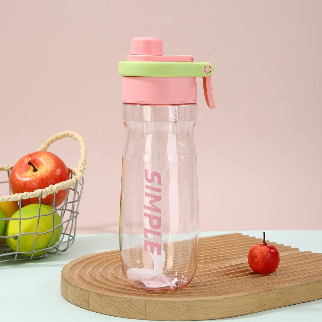 Water bottle summer fashion portable spray water cup large capacity drop wear-resistant plastic cup travel cycling straw cup wholesale