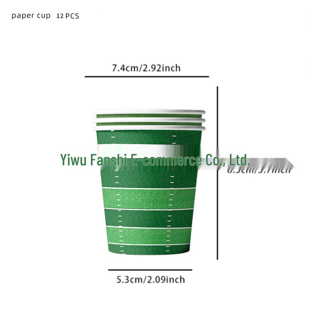 Super Bowl Party Set: Football Plates, Cups, Tablecloth & Cutlery