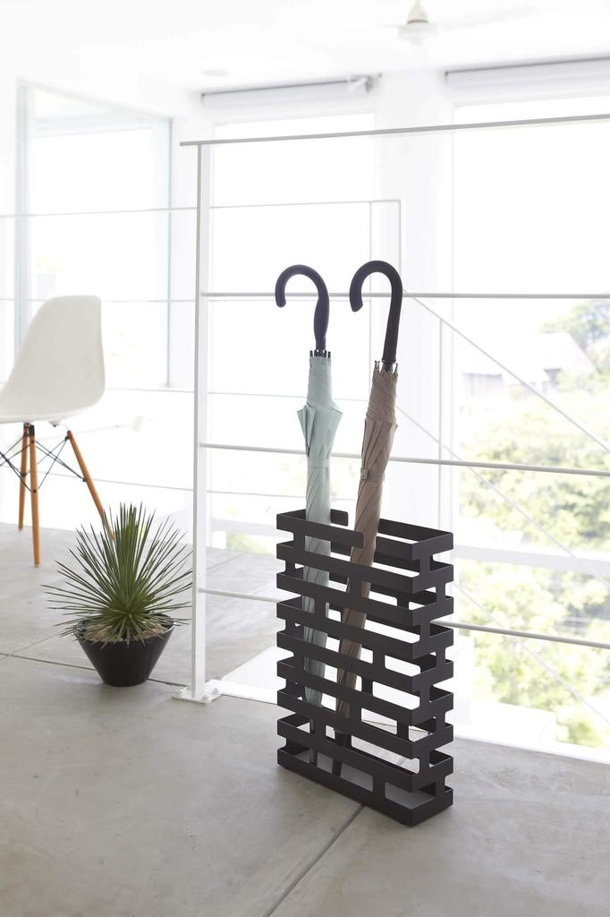Yamazaki Jitsugyo 2361 Wide Black Approx. W30 x D10 x H43cm BRICK Umbrella Stand Can also hold folding umbrellas
