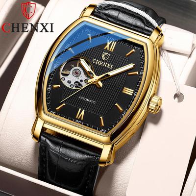 Neue TOP Marke Luxus herren Uhr Mit Box männer Automatische Fashion Square Hohl Uhr Wasserdicht männer Mechanische uhren