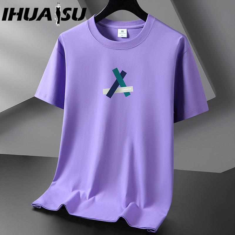 IHUASU Kurzarm-T-Shirt aus Baumwolle für Herren, modisch, lockeres Halbarmhemd, bedrucktes mitfühlendes Hemd