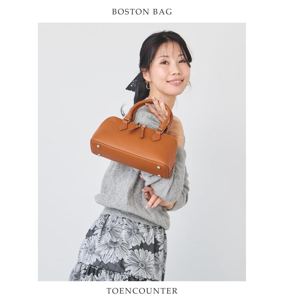 TOENCOUNTER 2-Wege Boston Tasche, Horizontale Tasche, Damen Handtasche Umhängetasche, Elegante Spaltleder Tasche aus Rindsleder 55185-CAMEL