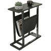 Side Table With Fabric Pocket Coffee Table With Steel Frame Compact Sofa Table Black