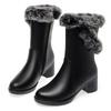 Fashion AIYUQI Women Boots Winter Dress 2025 New Genuine Leather High Heel Women Half Boots Wool Rabbit Fur Snow Boots Ladies