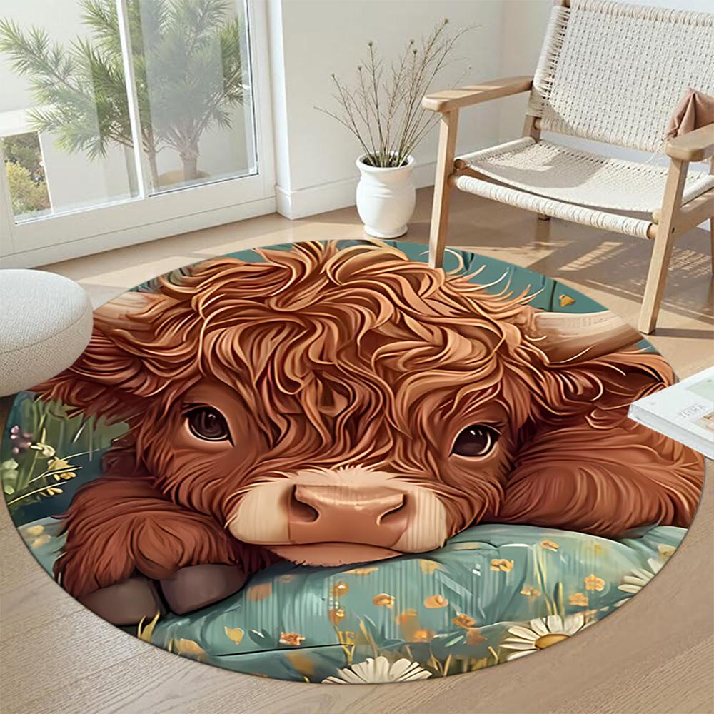 Yak Round Floor Mat Suitable for Living Rooms Study room Hallway Outdoor Antislip Round Carpet Anime Office Decor