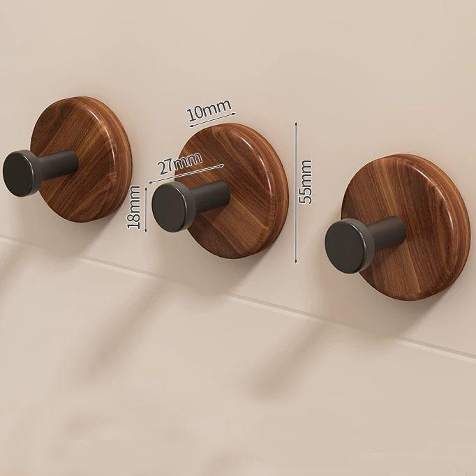 Walnut Adhesive Wall Hook - No-Drill, Strong Load-Bearing Hook for Bathroom & Clothing