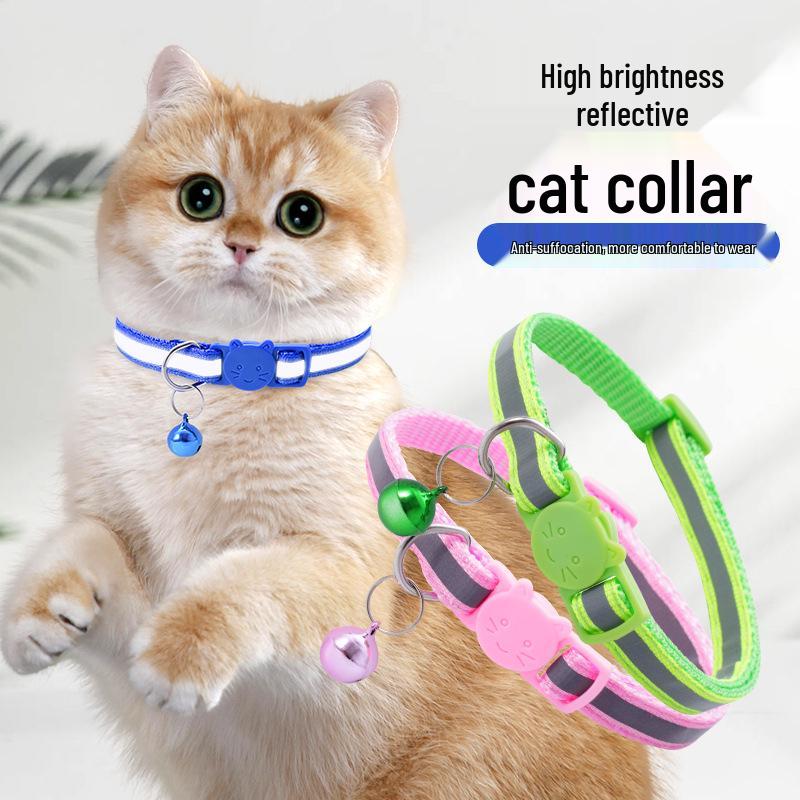 Reflektierendes Katzenhalsband mit Sicherheits-Aufreißverschluss und Glöckchen