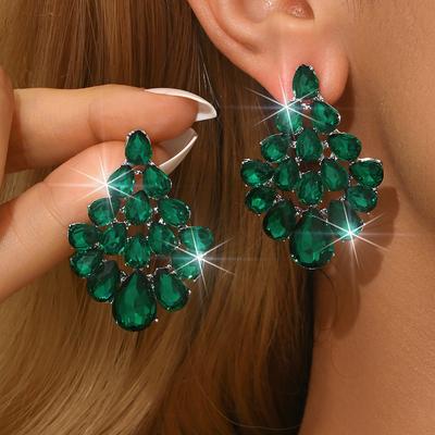 Light Luxury Diamond-Encrusted Atmospheric Ear Jewelry Niche Design Sense Exaggerated Earrings Fashion Temperament Celebrity Earrings