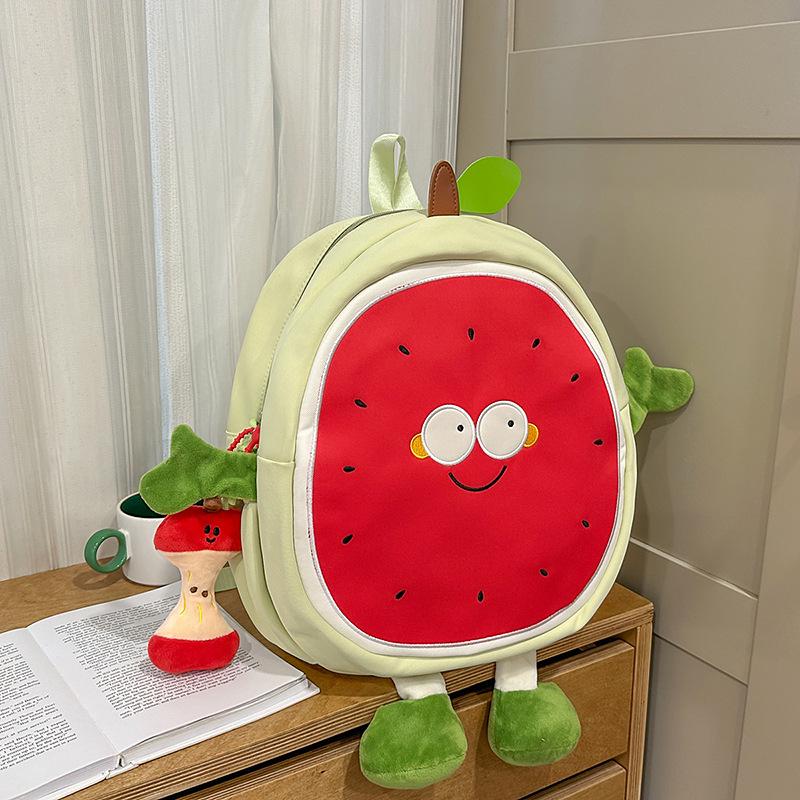 Rucsac Cartoon Proaspăt Pepene Verde 2025: Rucsac Școlar Studențesc de Mare Capacitate & Geantă Crossbody Super Drăguță