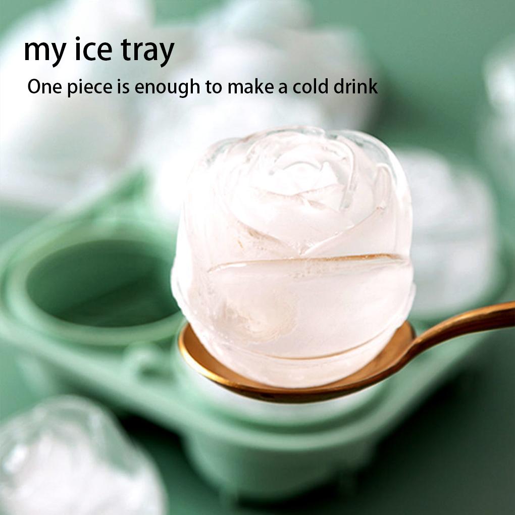 4 Holes Ice Cube Mold Silicone Rose Shape Cold Beverage Chocolate Tray Household Homemade Kitchen DIY Making Mould