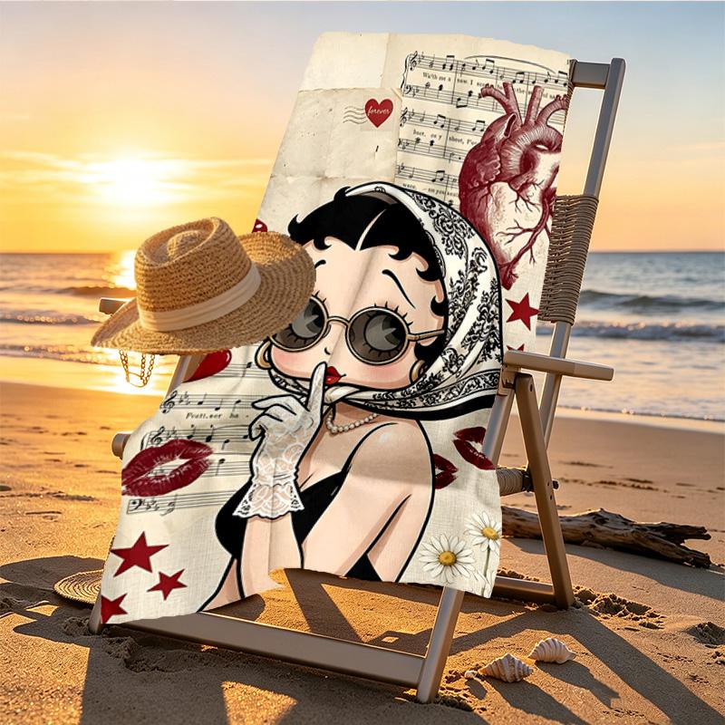 Doll Print Beach Towel Design, Soft, Lightweight. for Home Bathroom, Spa, Pool, Yoga, Surfing, Camping, Gift for Family, Friend