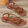 Mezzo Casual Flat Sandals Women's 2025 New Woven Foot Cover Roman Beach Shoes Large Size 43Sandal