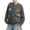 DIMANAF 2026 Otoño Invierno Nuevo Suéteres de Talla Grande para Mujer Cárdigan Camisa de Punto Bordado Floral Manga Larga Cuello Redondo Tops Casuales para Señora