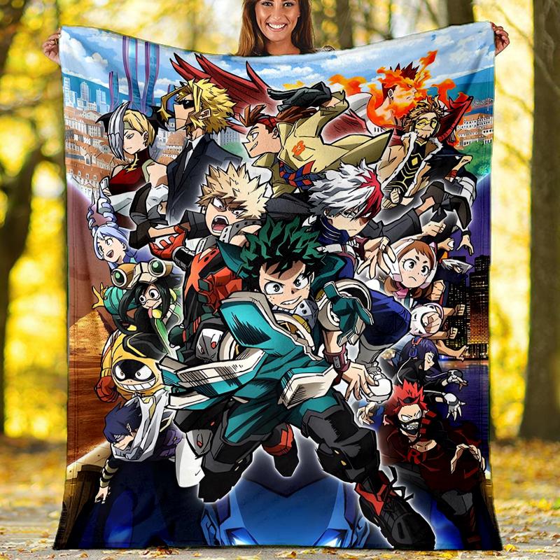 My Hero Academia Theme Printed Blanket - Perfect for Couch, Bed, Travel & Outdoor Use | Machine Washable, Cozy & Durable.