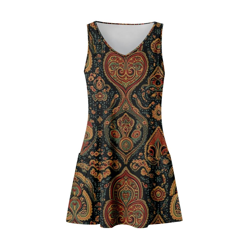 Women's Summer Casual Bohemian Printed Tank Top With Pocket Dress