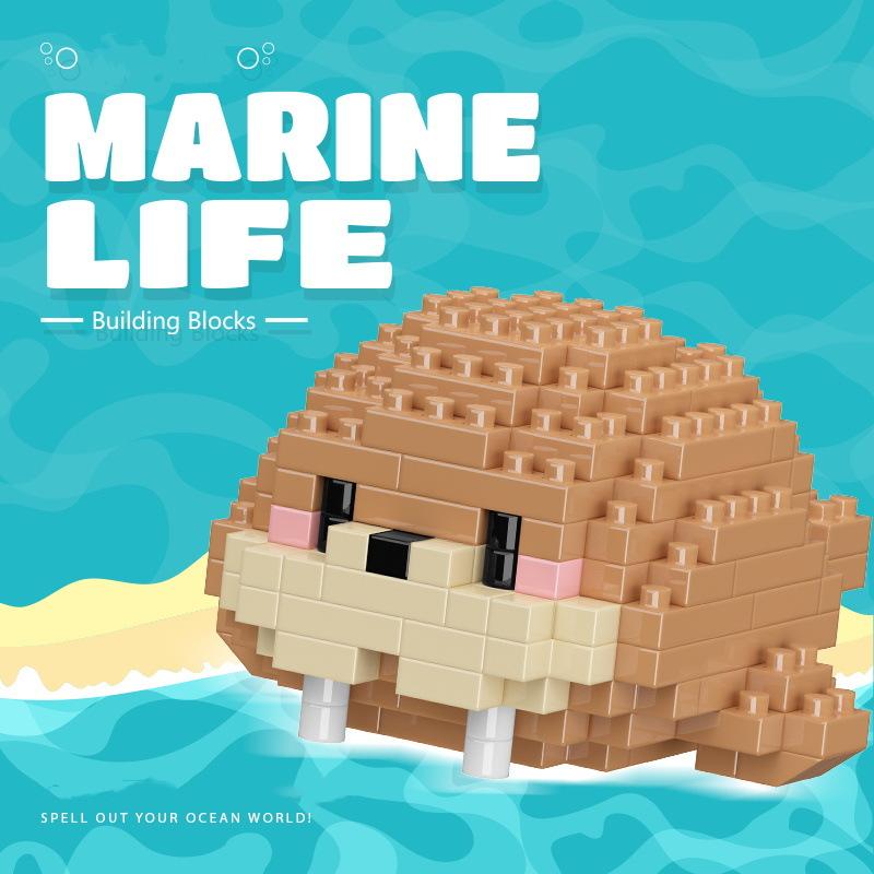 New Marine Life Series Building Blocks Turtle, Beluga, Seahorse, Crab, Octopus, Shark, Clown Fish, Killer Whale Assembled Toys