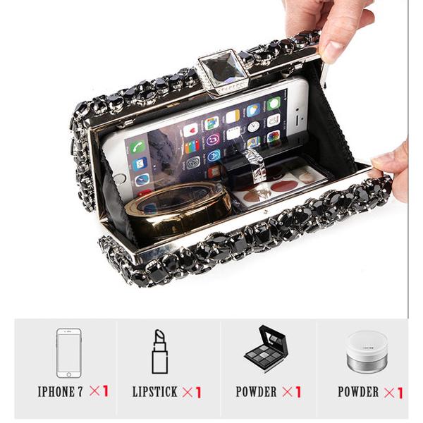 SCIONE Crystal Evening Bag Beaded Day Clutches Lady Wedding Purse Rhinestones Handbag for Women Bag